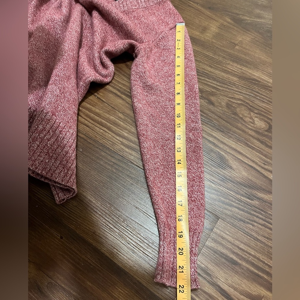 Athleta Vital V-Neck Tunic Wool Cashmere Sweater Maroon/ White Marl Size Small - Picture 10 of 10
